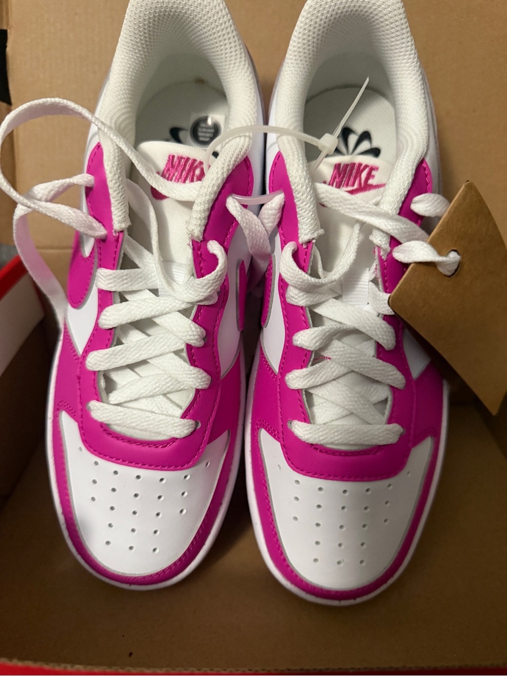 Nike Kids Sneakers in White and Hot Pink